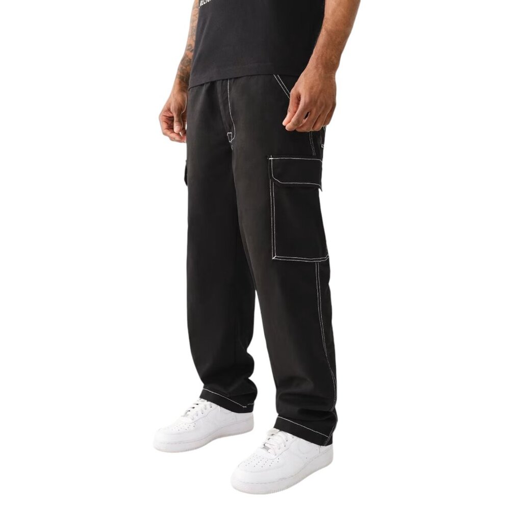 True Religion Cargo Pants Jet Black Relaxed Style